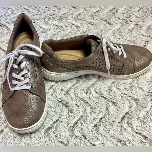 Clarks Collection Metallic Brown Leather Sneakers Women’s Size 8.5 - Picture 2 of 7